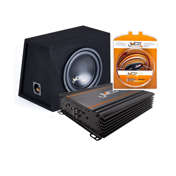 Juice Car Audio JS8 1000W Bass Box Package with Sealed Enclosure