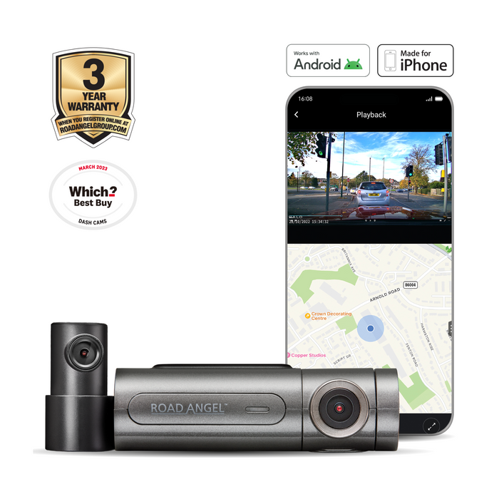 Road Angel Halo Pro 2K Front and 1K Rear Dash Cam with Winter and Parking Mode