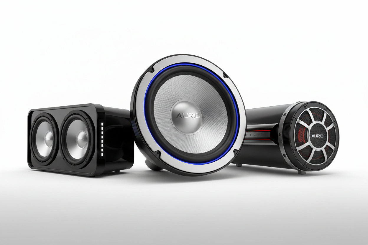 Car audio active subwoofer with built-in power amplifier