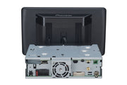 Pioneer car stereo system with open cover on a white background