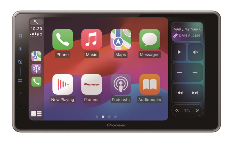 Pioneer car multimedia system with touchscreen display and control buttons