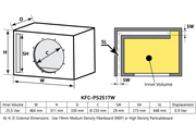 Technical diagram of a cabinet with dimensions and specifications labeled
