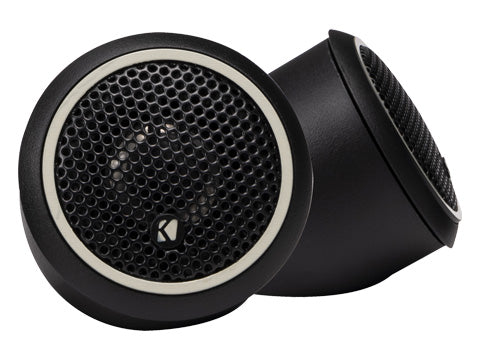 Kicker 46CST204 CS 0.75 inch 20mm tweeter set with inline crossovers designed for clear and detailed high-frequency car audio output.