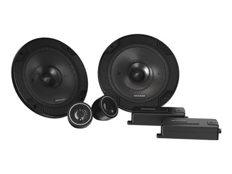 Kicker 46CSS654 CS 6.5 inch 160mm component speaker system featuring separate tweeters, crossovers, and polypropylene woofer for car audio upgrade.