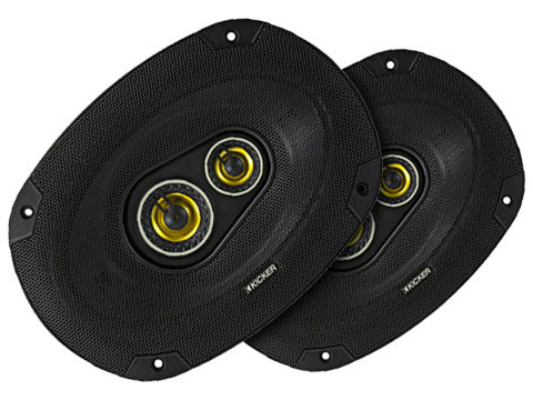 Kicker 46CSC6934 CS 6x9 inch 160x230mm triaxial car speakers with polypropylene woofer cones and balanced dome tweeters.