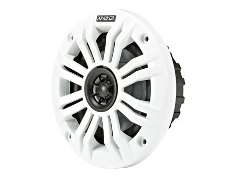 Kicker 45KM44 4 inch coaxial speakers with white and charcoal grills