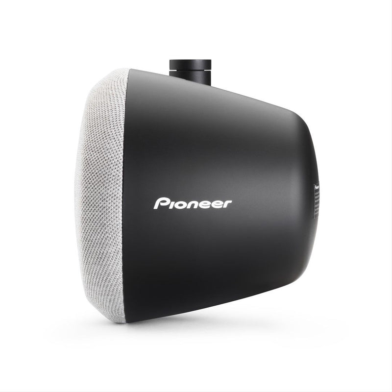 Black car speaker with 'Pioneer' branding on a white background