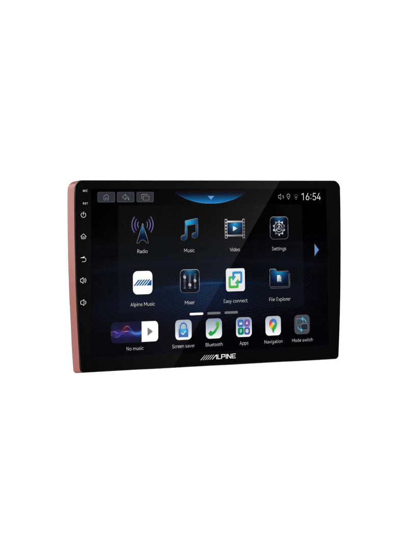 An 8-inch car stereo touchscreen display with a black bezel and a pink side frame, showing a user interface with various media and navigation app icons. The brand name 'AUSLIFE' is visible at the bottom of the screen.
