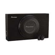 Pioneer TS-A3000LB 12-inch A-Series preloaded shallow subwoofer enclosure with 400W RMS power handling, mesh grille and compact design.