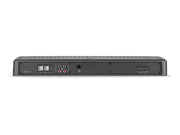 A dark gray electronic device, likely a receiver or amplifier, shown from the back against a plain white background. The rear panel features multiple ports including USB, RCA, and audio jacks.