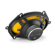 Car speaker with yellow interior on a white background