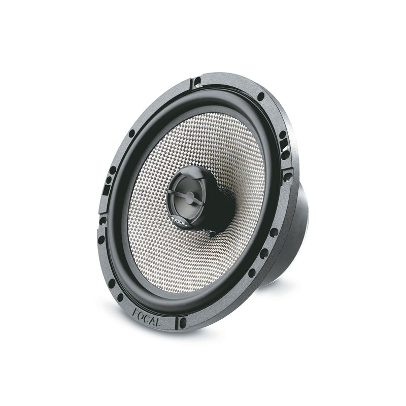 Speaker driver with metallic grille and black center on a white background