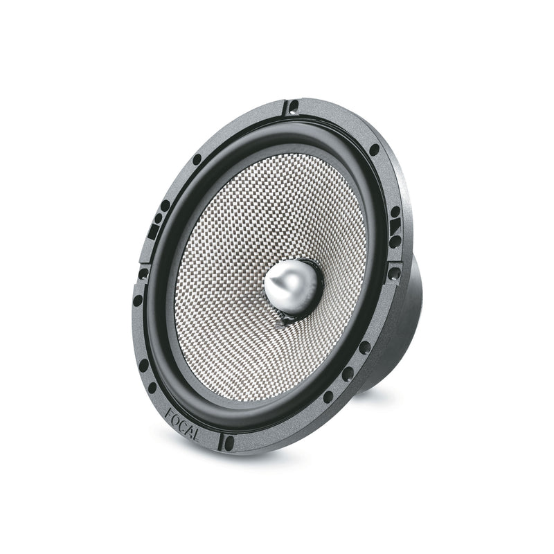 Speaker driver with metallic grille on a white background