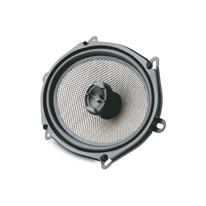 Car speaker with mesh grill on a white background