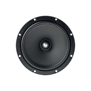 Black speaker driver on a white background