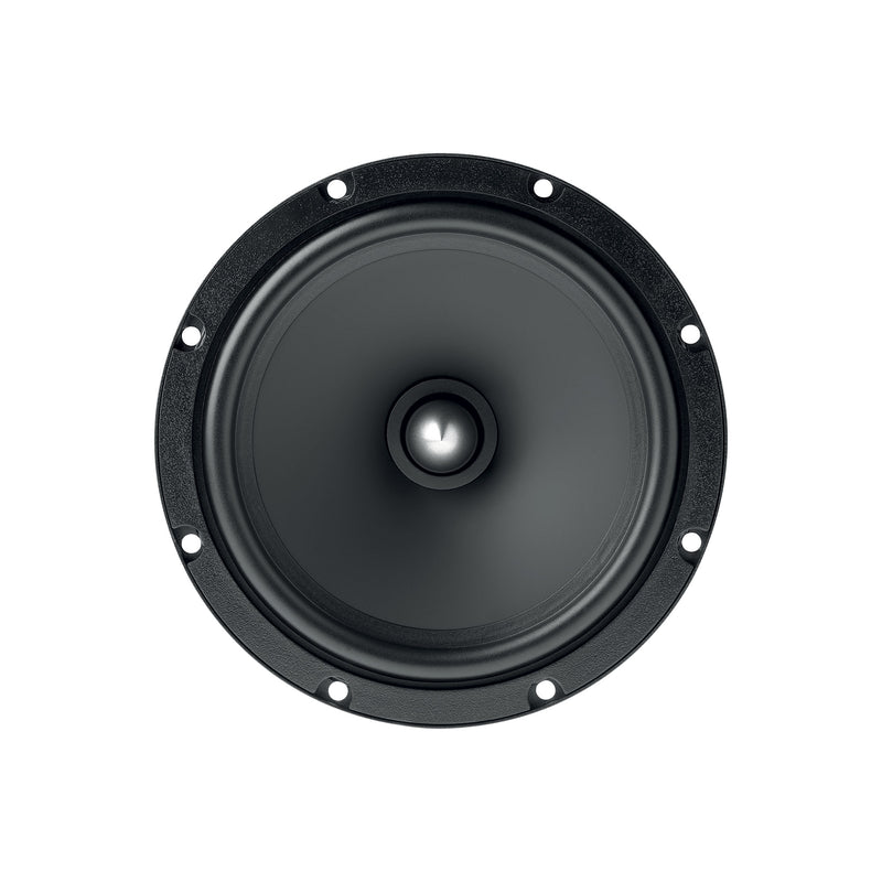 Black speaker driver on a white background