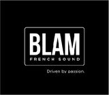 BLAM French Sound logo on a black background with the tagline 'Driven by passion'.
