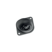 Black speaker driver on a white background