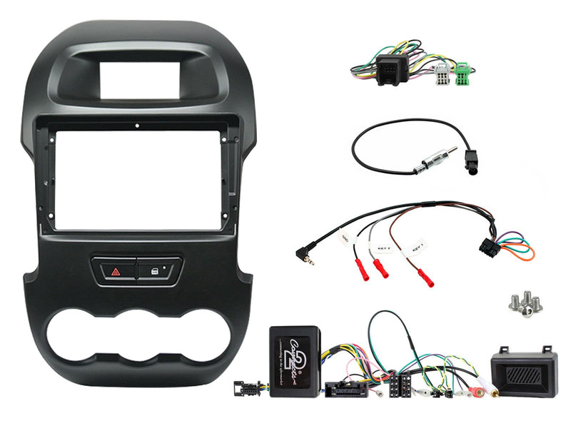 Connects2 CTK9FD01 9-inch Ford installation kit with fascia and steering wheel control interface for Ford Ranger T6 and F-250
