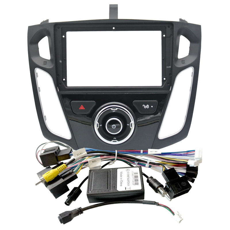 Connects2 CTK9FD03 9-inch Ford Focus installation kit with fascia panel, steering wheel control interface and wiring harness