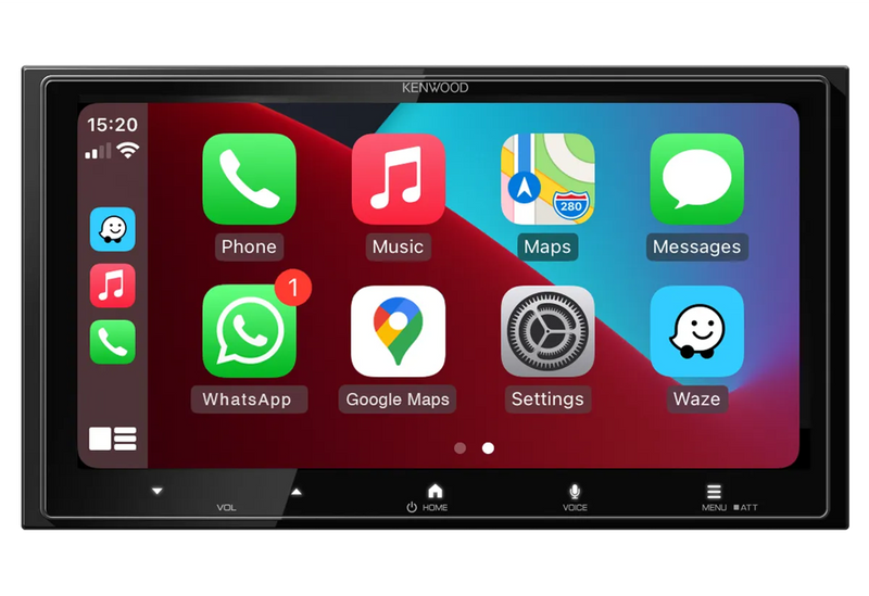 Kenwood DMX7525DABS 6.8 inch HD touchscreen digital multimedia receiver with DAB Bluetooth Apple CarPlay and Android Auto in dashboard