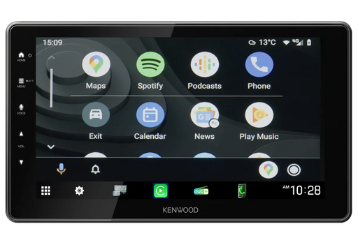 Kenwood DMX-F920DS 9 inch HD floating touchscreen car stereo with Apple CarPlay Android Auto and Bluetooth installed in vehicle dashboard