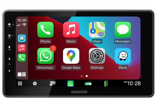 Kenwood DMX-F920DS 9 inch HD floating touchscreen car stereo with Apple CarPlay Android Auto and Bluetooth installed in vehicle dashboard