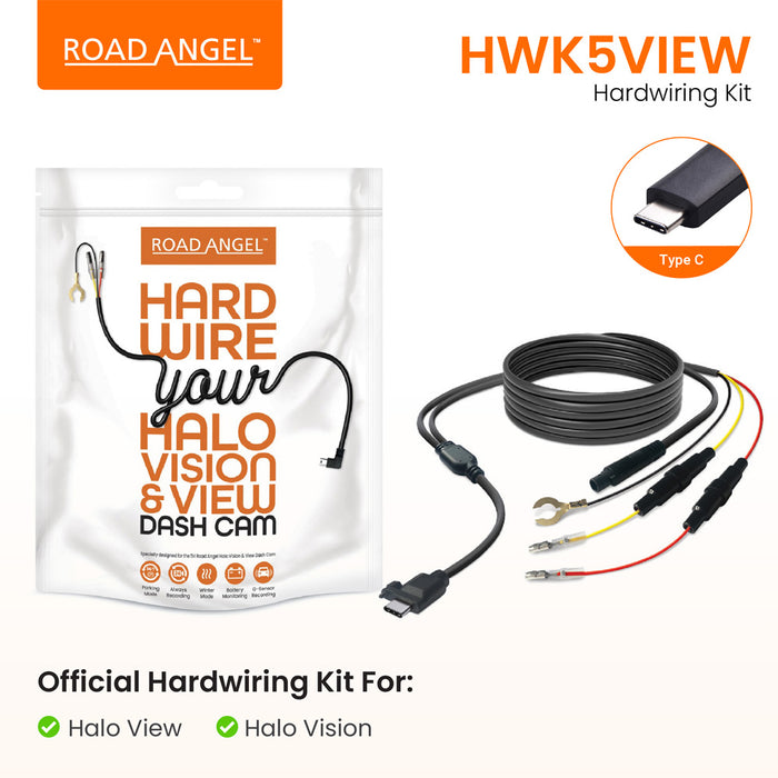 Road Angel Halo View & Aura HD5 5volt Hardwire Kit, Parking Mode, 3 Wire Connection (5v)