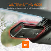 Car windscreen heater with ice clearing feature for winter conditions