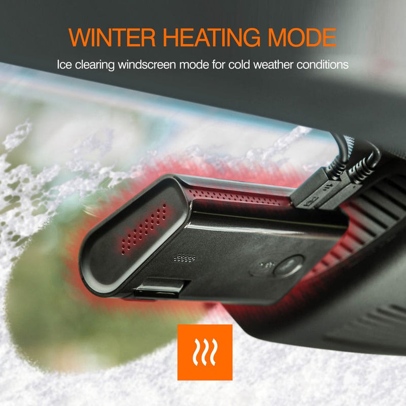 Car windscreen heater with ice clearing feature for winter conditions