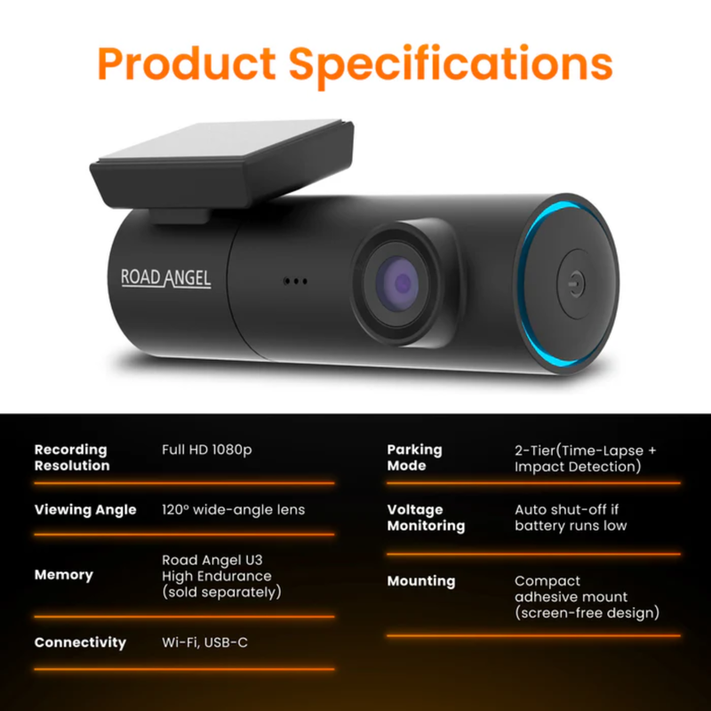 Road Angel Halo Spark 1080p Full HD Dash Cam with Parking Mode and Winter Mode