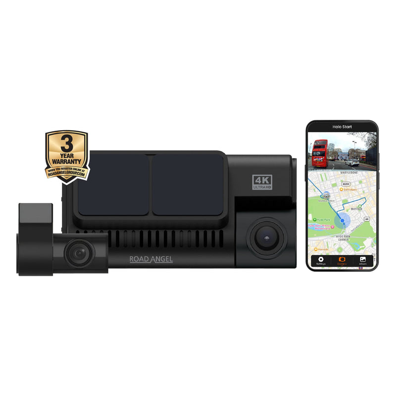 Car dashboard with a GPS device and smartphone displaying navigation app on a white background