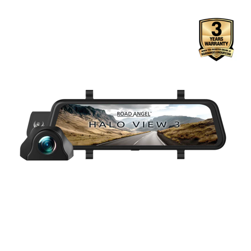 Road Angel Halo View 3 4K anti-glare mirror dash cam with 10 inch touchscreen and rear camera