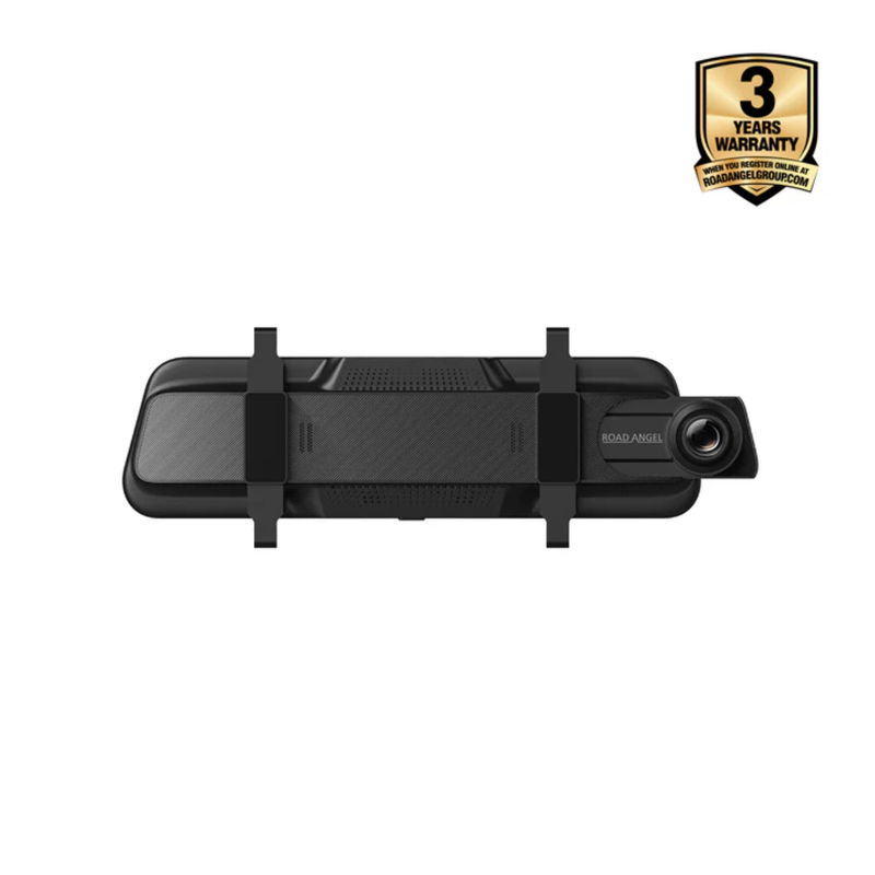 Road Angel Halo View 3 4K anti-glare mirror dash cam with 10 inch touchscreen and rear camera