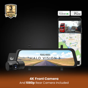 Road Angel Halo Vision 3 4K mirror dash cam with anti-glare display and rear camera