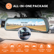 Road Angel Halo Vision 3 4K mirror dash cam with anti-glare display and rear camera