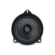 Black speaker driver on a white background