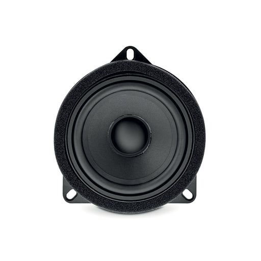 Black speaker driver on a white background
