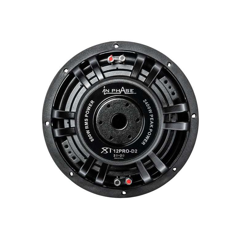 Car subwoofer  XT-12D4 with 'In Phase' branding on a white background