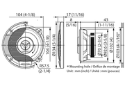 Technical drawing of a mechanical component with dimensions labeled