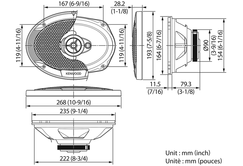 Kenwood KFC-S6976EX 6x9 inch 500W 3-way car speakers rear deck
