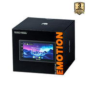 Black box with digital display and 'Emotion' branding, featuring Road Angel logo and 3-year warranty badge.