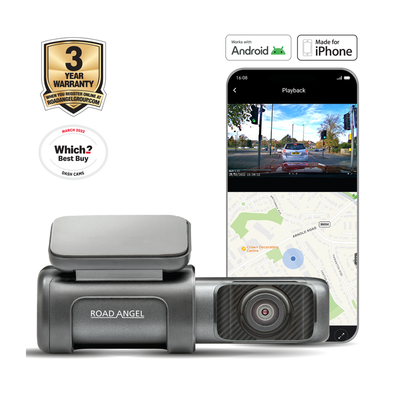 Road Angel Halo Ultra 4K Dash Cam with Built in 64GB Storage