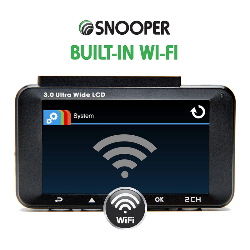 Snooper MY-CAM RFC2 1080p Full HD Dash Camera with 720p Rear Camera, 3" LCD Screen, Integrated Speaker, Loop Recording, GPS, Parking Mode & Wi-Fi