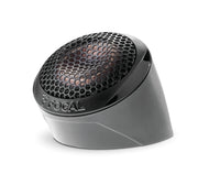 Gray car speaker with honeycomb pattern on a white background
