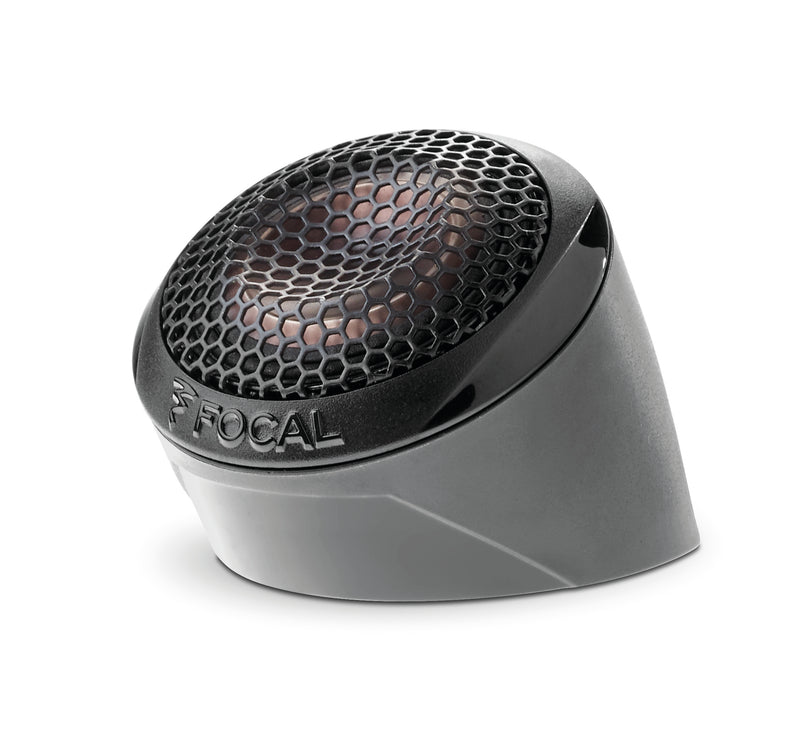 Gray car speaker with honeycomb pattern on a white background