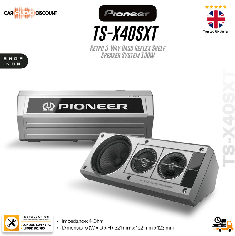 Pioneer TS-X40SXT classic parcel shelf car speakers for rear car audio installation