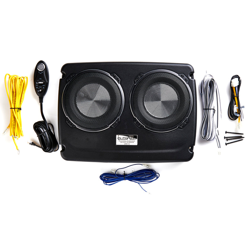 In Phase USW12 Car Audio 600W 12" Underseat Ultra Slim Compact Active Subwoofer System, Die-Cast Aluminium