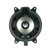 Black and silver fan or motor on a white background