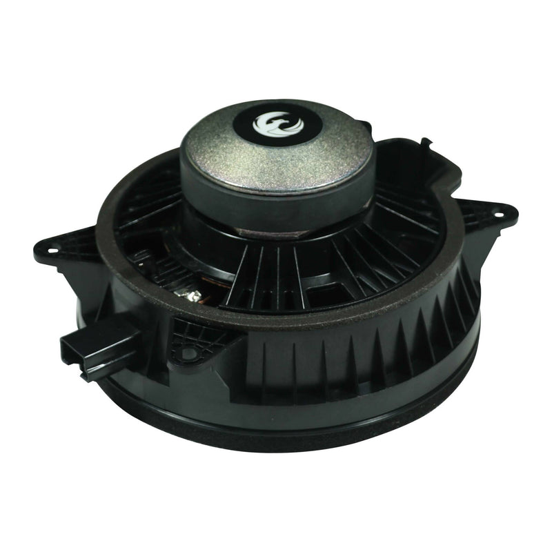 Black automotive fan clutch on a white background